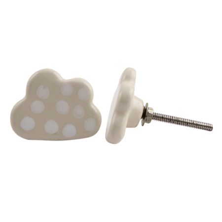 Cream White Dot Cloud Ceramic Drawer Knob